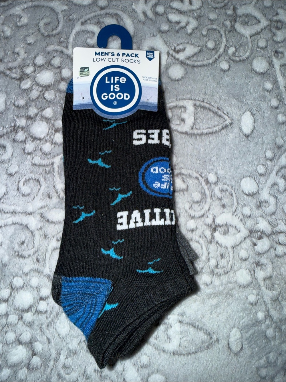 Life is Good Men’s 6 Pack Low Cut Socks Shoe Size 6-12.5 Black NWT